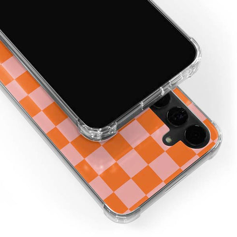 Orange Checkered Galaxy S24 Plus Clear Case